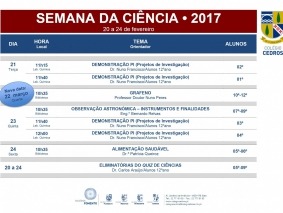 Semana da Ciência 2017- Programa